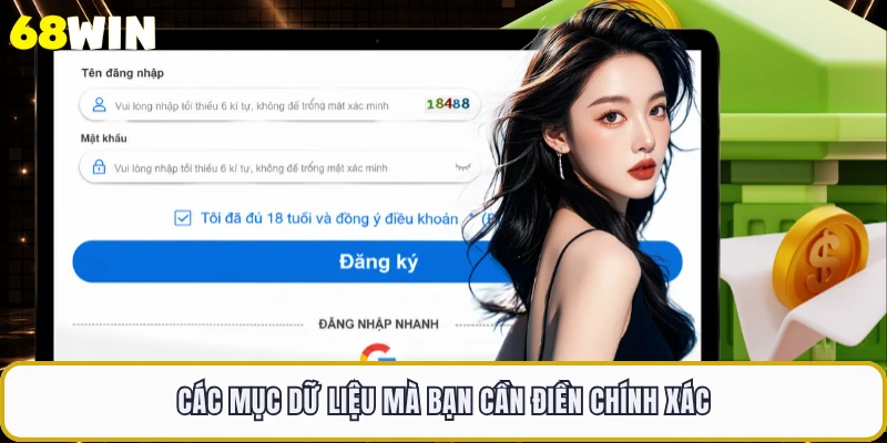 Các mục dữ liệu mà bạn cần điền chính xác